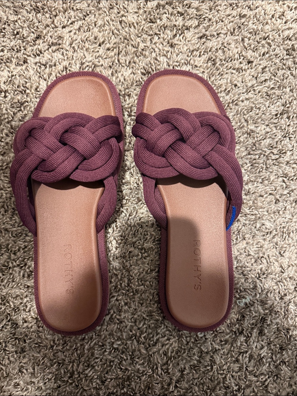 Rothy's Braided Slide Sandals in Plum